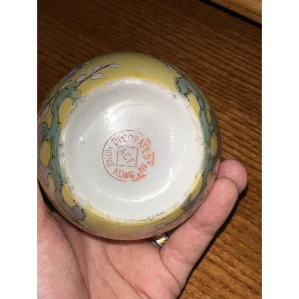 VTG Hand Decorated Hong Kong Porcelain Ginger Jar Covered Trinket Floral 5x4in